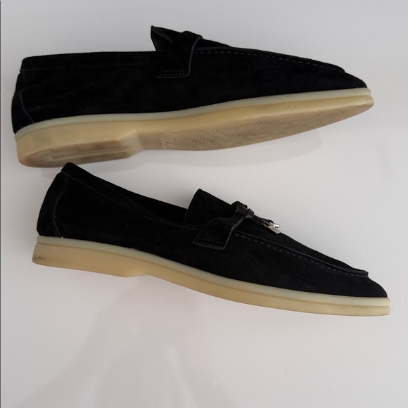 Loro Piana Black Suede Summer Charms Women’s Walk Loafer - Picture 9 of 13